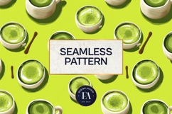 Matcha Green Tea Pattern, Matcha Aesthetic Digital Paper Product Image 3