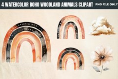 Watercolor Boho Woodland Animals Clipart PNG Product Image 1