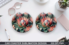 Flowers Car Coaster Sublimation| Flowers Coaster PNG Design Product Image 1