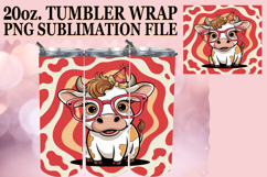 Radiant Smiles 20oz tumbler wrap, Cute Cow Product Image 1