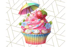 Bright Summer Cupcake PNG Clipart, Colorful Cupcakes Product Image 2