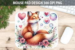 Watercolor Foxes Mouse Pad Sublimation - Valentines PNG Product Image 1