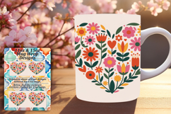 Fresh 15oz Mug Wrap Png Design , Flowers Heart Product Image 1