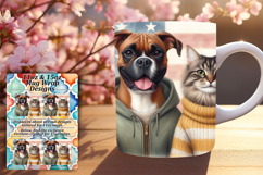 LUSH 15oz PNG Mug Wrap Template , Dog and cat Product Image 1