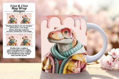 Unique 11oz Mug Wrap Png Artwork , Cute Dino Product Image 1
