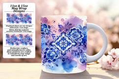 Chic 11oz Mug Wrap Png Template , Watercolor Patter Product Image 1