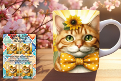 Alluring 15oz Mug Wrap Png Design , Cute Cat Product Image 1