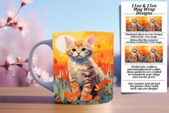 Colorful Cat with Flowers Mug Wrap for 11oz/15oz Product Image 1