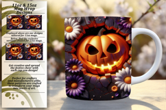 Dynamic 11oz Mug Wrap Png Design , 3D Pumpkin Product Image 1
