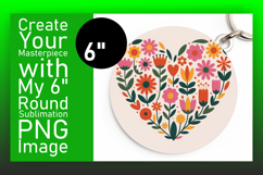 Elegant Round Design Coaster Template , Flowers Heart Product Image 1