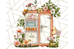 Whimsical Cottagecore Kitchen Clipart, Retro Coral PNG Decor Product Image 2