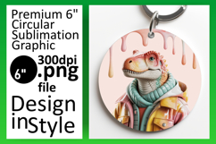 Artful Circle PNG for Coaster Design , Cute Dino Product Image 1