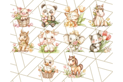 Cute Animals with Tulips PNG, Spring Flower Clipart Download Product Image 2