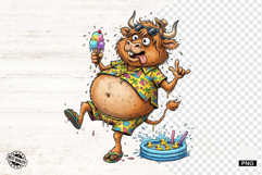 Summer Whimsical Highland Cow Clipart Product Image 1