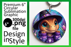 Lovely Keychain Round Design PNG , Halloween Dino Product Image 1