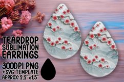 Sublimation Floral 3D Teardrop Earrings Hole Design Product Image 1
