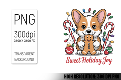 Cute Christmas Dog, Animal Sublimation Clipart PNG Product Image 1