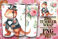 Blissful Sublimation 20oz tumbler wrap, Dino Product Image 1