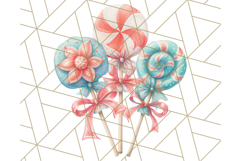 Coral and Aqua Christmas Clipart PNG, Pastel Holiday Art Product Image 2