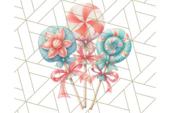 Coral and Aqua Christmas Clipart PNG, Pastel Holiday Art Product Image 2
