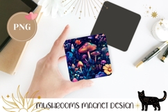 Cartoon Mushrooms Magnet, Neon Mushrooms PNG Product Image 1