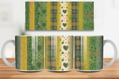 Green Plaid Shamrock Hearts Mug Wrap PNG Sublimation Design Product Image 1