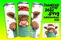 Winter Cow Tumbler Wrap - Christmas Watercolor 20oz Design Product Image 1