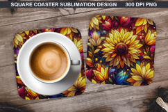 Flowers Coaster Sublimation, Spring Coaster PNG Design Product Image 1