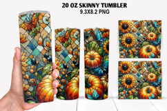 Pumpkins Skinny Tumbler 20oz Wrap Design, Halloween Tumbler Product Image 1