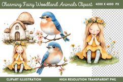Charming Fairy Woodland Animals Clipart PNG Product Image 1