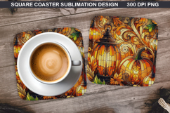 Pumpkin Coaster Sublimation, Halloween Coaster PNG Design Product Image 1
