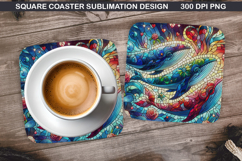 Dolphin Coaster Sublimation, Valentine Coaster PNG Design Product Image 1