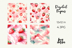 Strawberry Milk Digital Paper Watercolor Seamless Patterns Product Image 2