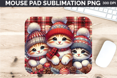 Watercolor Cat Mouse Pad Sublimation - Christmas PNG Design Product Image 1