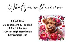 Valentine's Day Highland Cow Tumbler Wrap Sublimation Design Product Image 2