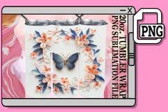 Butterfly and Flowers Tumbler Wrap - 20oz Spring 3D Product Image 1