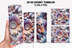 3D Flower Skinny Tumbler 20oz Wrap Design,Flowers Tumble PNG Product Image 1