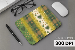 Green Plaid Shamrock Hearts Mouse Pad PNG Sublimation Design Product Image 1