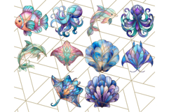 Stained Glass Sea Creatures PNG Clipart, Ocean Fantasy Product Image 2