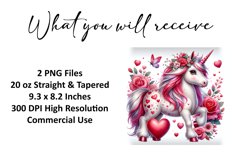 Valentines Day Unicorn Horse Tumbler Wrap Sublimation Design Product Image 2