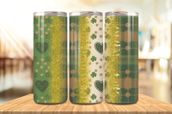 Green Plaid Shamrock Hearts Tumbler Wrap PNG Sublimation Des Product Image 1