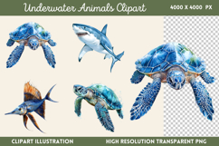 Underwater Animals Clipart PNG Product Image 1