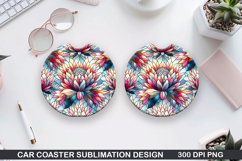 Flower Car coaster sublimation, Summer Coaster PNG Design Product Image 1