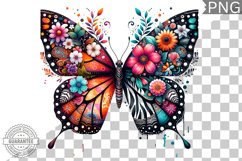 Vibrant Floral Butterfly Sublimation - Clipart PNG Design Product Image 1