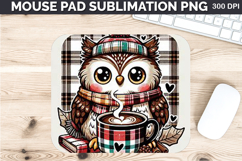 Watercolor Owls Mouse Pad Sublimation - Christmas PNG Design Product Image 1