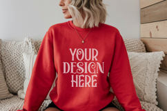 Red Gildan 18000 Crewneck Sweatshirt Mockups,G18000 Product Image 1