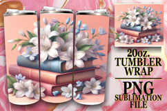 Timeless journeys 20oz tumbler wrap, Book and flower Product Image 1