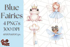 Pastel Blue Fairy Garden Clipart, Enchanted Cottagecore Png Product Image 1