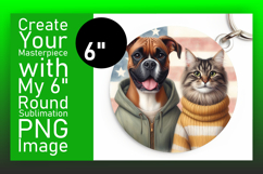 Whimsical Circle PNG Keychain Artwork , Dog and cat Product Image 1