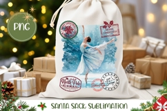 Winter Ballerina Santa Sack, Christmas Gift Bag Sublimation Product Image 1